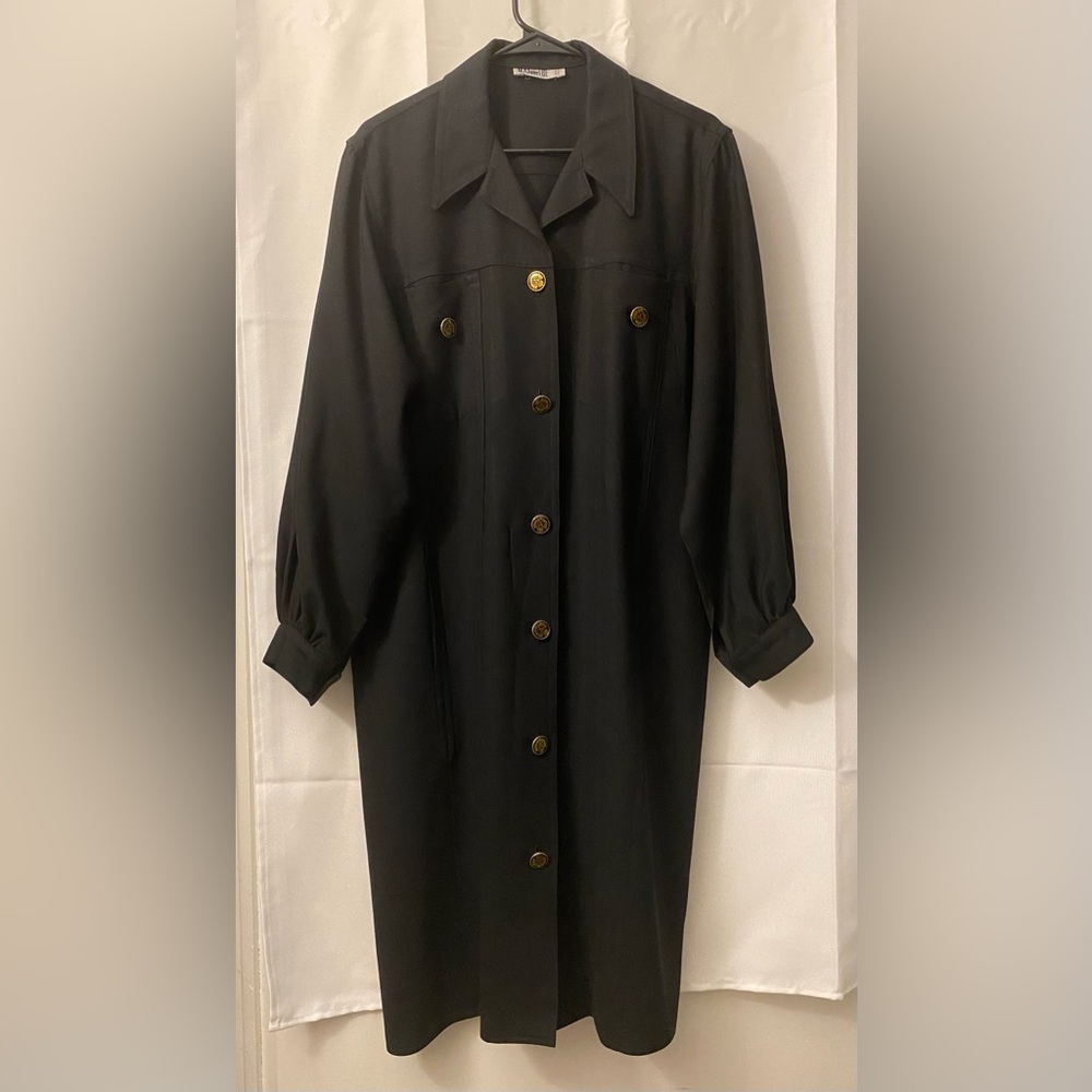 Vintage Black Wool Coat Size 4 But Looks Like A Large/XL